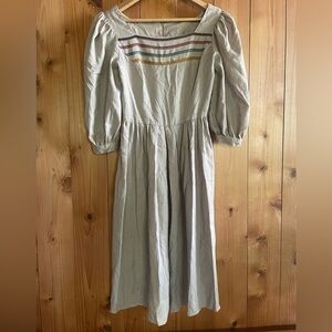 VTG 70s Puff Sleeve Dress Cottagecore Prairie